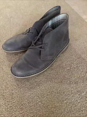 Clarks Men's Charcoal Leather Chukka Boots
